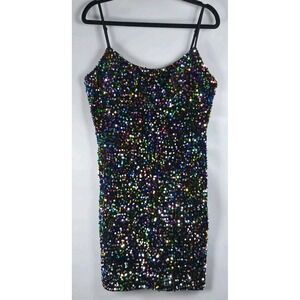 Pear Culture Mini Sequin Party Dress Black Irridecent Jr. Size 13/14‎ Stretch